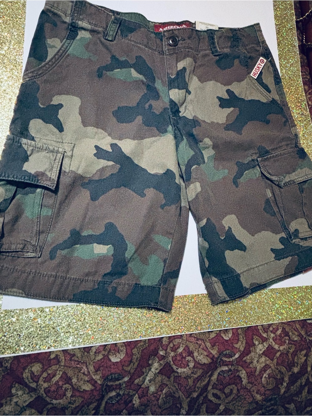 Arizona Jean Company Camo Cargo Shorts in Olive & Brown